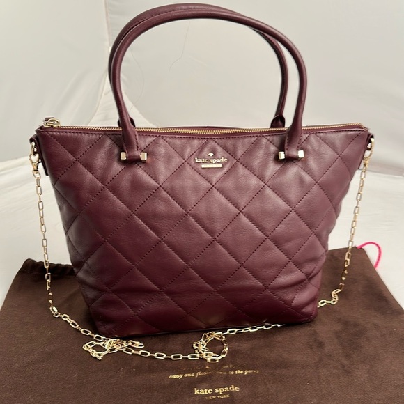 kate spade Handbags - Kate Spade Emerson Place small Gina mulled wine tote bag